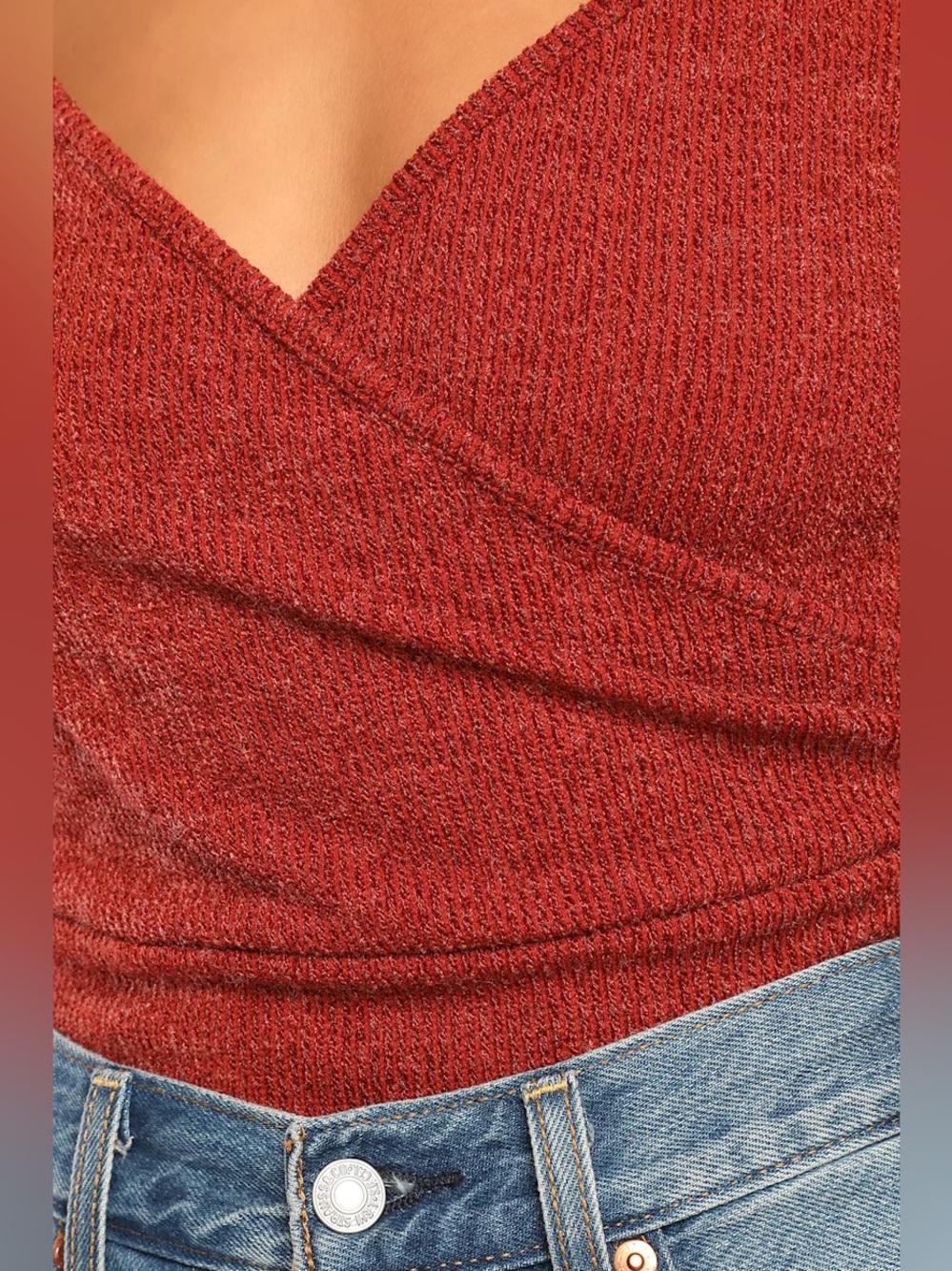 Lulus Fun Favorite Rust Red Long Sleeve Cropped Sweater Top - Size M - Picture 4 of 4